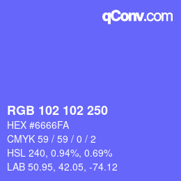 Color code: RGB 102 102 250 | qconv.com