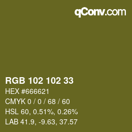 Color code: RGB 102 102 33 | qconv.com