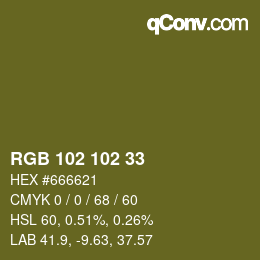 Color code: RGB 102 102 33 | qconv.com