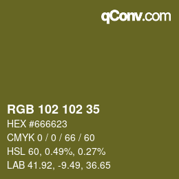 Color code: RGB 102 102 35 | qconv.com