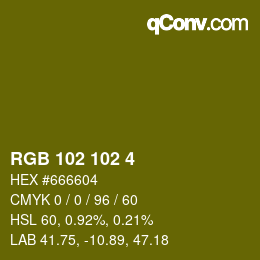 Color code: RGB 102 102 4 | qconv.com