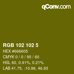 Color code: RGB 102 102 5 | qconv.com