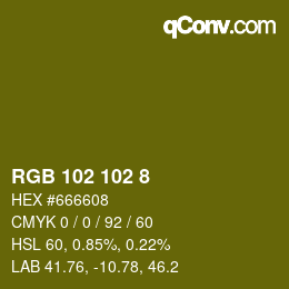 Color code: RGB 102 102 8 | qconv.com