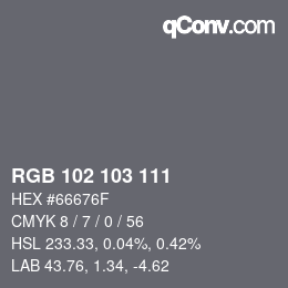 Color code: RGB 102 103 111 | qconv.com