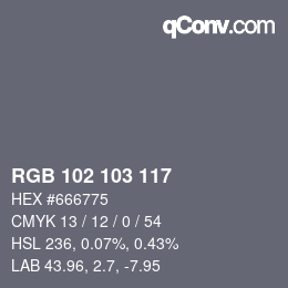 Color code: RGB 102 103 117 | qconv.com