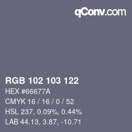 Color code: RGB 102 103 122 | qconv.com