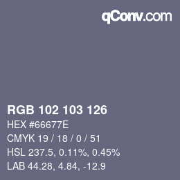 Color code: RGB 102 103 126 | qconv.com