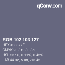 Color code: RGB 102 103 127 | qconv.com
