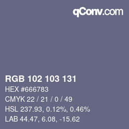 Color code: RGB 102 103 131 | qconv.com