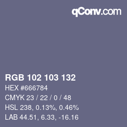 カラーコード: RGB 102 103 132 | qconv.com