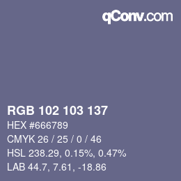 Color code: RGB 102 103 137 | qconv.com