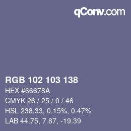 Color code: RGB 102 103 138 | qconv.com