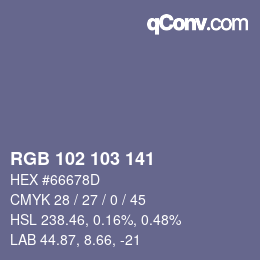 Farbcode: RGB 102 103 141 | qconv.com
