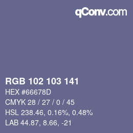 Color code: RGB 102 103 141 | qconv.com