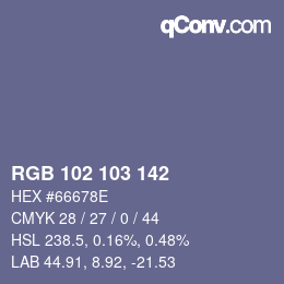 Color code: RGB 102 103 142 | qconv.com