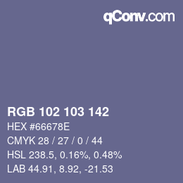 Código de color: RGB 102 103 142 | qconv.com