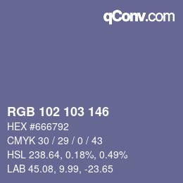 カラーコード: RGB 102 103 146 | qconv.com