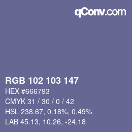 カラーコード: RGB 102 103 147 | qconv.com