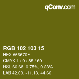 Color code: RGB 102 103 15 | qconv.com
