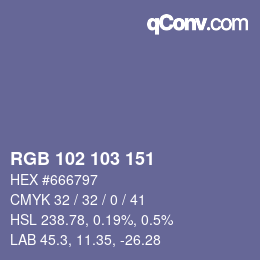 Color code: RGB 102 103 151 | qconv.com