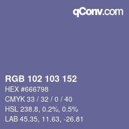 Color code: RGB 102 103 152 | qconv.com