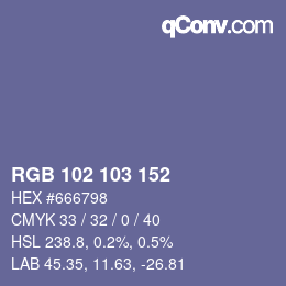 カラーコード: RGB 102 103 152 | qconv.com