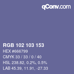Farbcode: RGB 102 103 153 | qconv.com