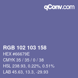 Color code: RGB 102 103 158 | qconv.com