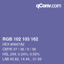 Código de color: RGB 102 103 162 | qconv.com