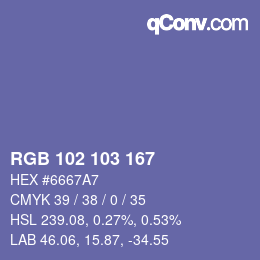 カラーコード: RGB 102 103 167 | qconv.com