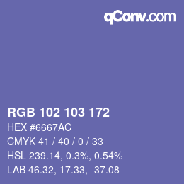 Código de color: RGB 102 103 172 | qconv.com