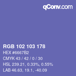 Color code: RGB 102 103 178 | qconv.com