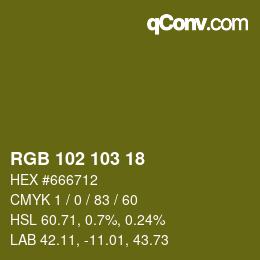 Color code: RGB 102 103 18 | qconv.com