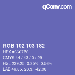 Color code: RGB 102 103 182 | qconv.com