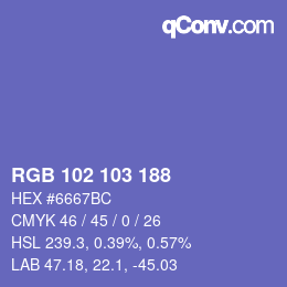 Color code: RGB 102 103 188 | qconv.com