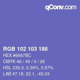カラーコード: RGB 102 103 188 | qconv.com