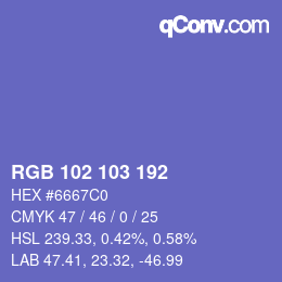 カラーコード: RGB 102 103 192 | qconv.com