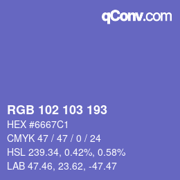 Color code: RGB 102 103 193 | qconv.com