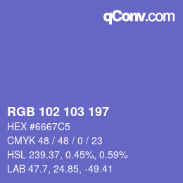 Color code: RGB 102 103 197 | qconv.com