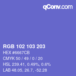 Color code: RGB 102 103 203 | qconv.com