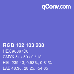 Color code: RGB 102 103 208 | qconv.com