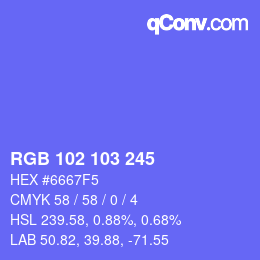Color code: RGB 102 103 245 | qconv.com