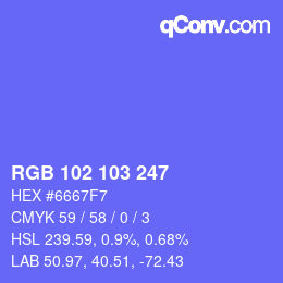 カラーコード: RGB 102 103 247 | qconv.com