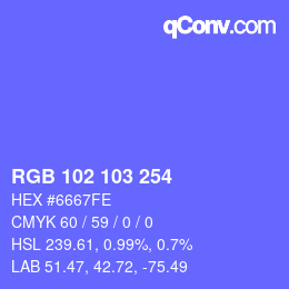 Farbcode: RGB 102 103 254 | qconv.com