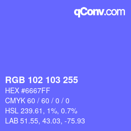 Color code: RGB 102 103 255 | qconv.com