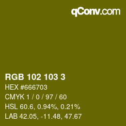Farbcode: RGB 102 103 3 | qconv.com