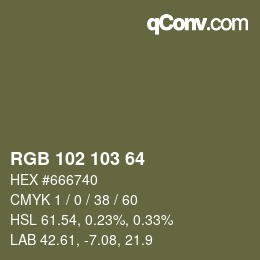 Color code: RGB 102 103 64 | qconv.com
