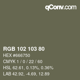 Code couleur: RGB 102 103 80 | qconv.com