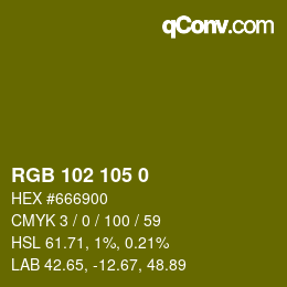 Color code: RGB 102 105 0 | qconv.com