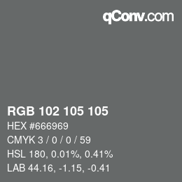 カラーコード: RGB 102 105 105 | qconv.com